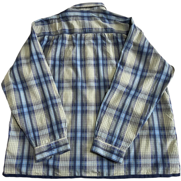 Horny Toad Blue and Cream Plaid Button Down, Size XL - Picture 2 of 4